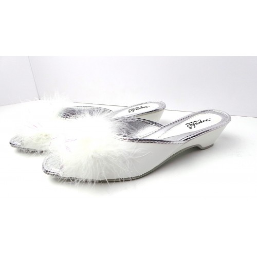 Pantofole sposa bianche con peluche aperte avanti - Outlet Calzature